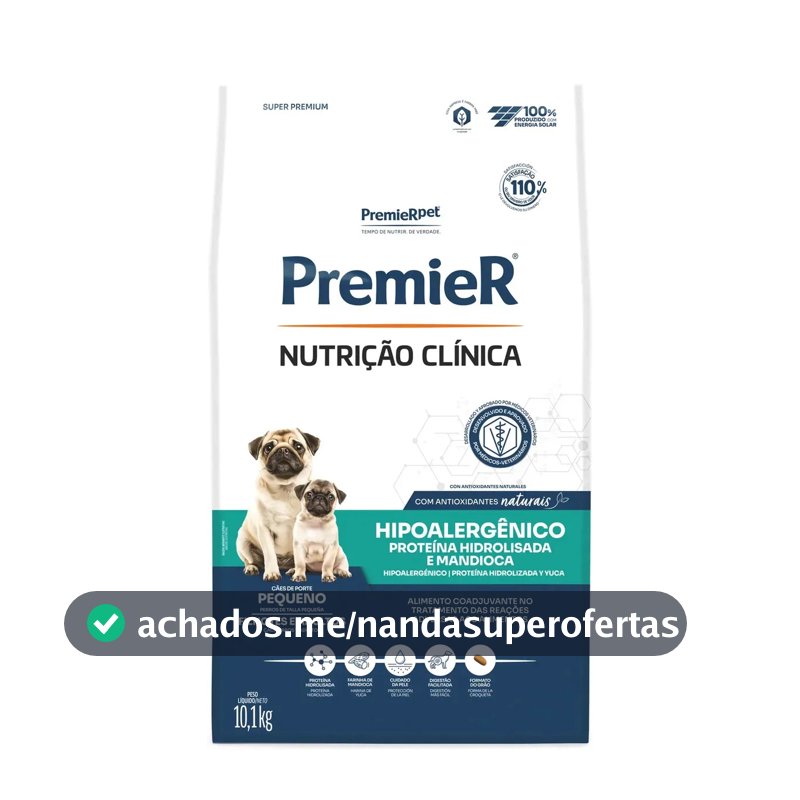 Premier Nutrição Clínica Hipoalérgico Mandioca Cães Adulto e Filhote Porte Pequeno Anti Alérgica