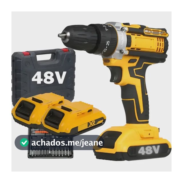 Parafusadeira Furadeira 48v Profissional +2 Baterias +maleta Amarelo 127/220v