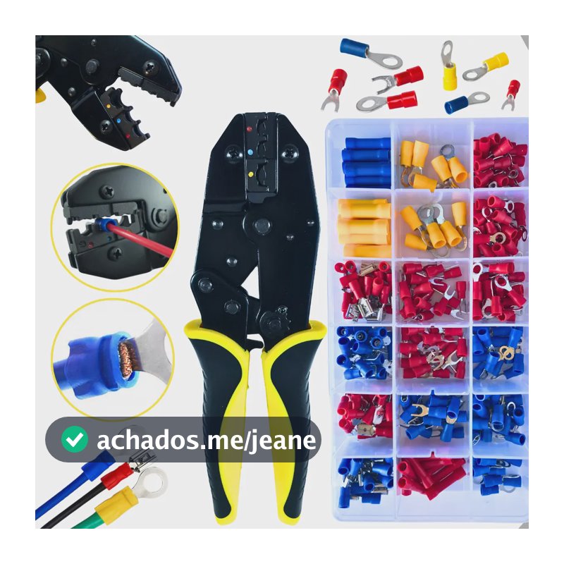 Kit Alicate Prensa Crimpar Terminal Elétrico Pré-isolados Conectores Olhal Garfo Cietec