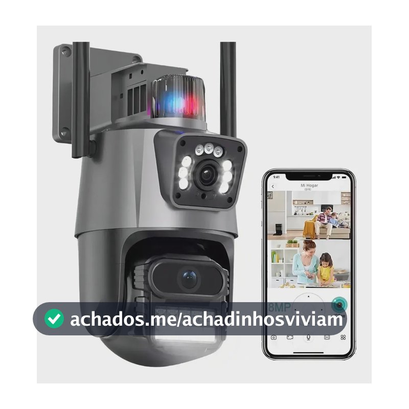 Câmera Segurança Ip Wifi P11 Lente Dupla 6mp Full Hd App Icsee Cor Preto G.Eye