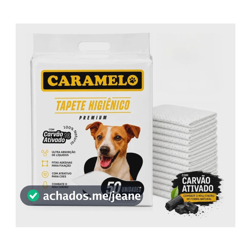 Tapete Higiênico com Carvão Ativado 50 Unidades 60x60 - Caramelo