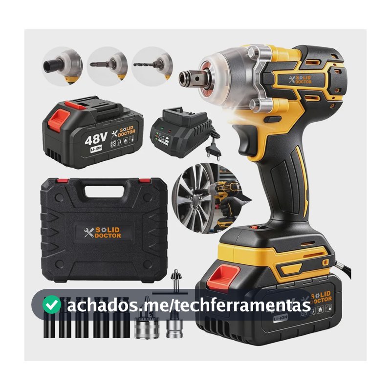 Chave/furadeira De Impacto 2 Em 1, 48v, 350nm 2700rpm, Com 2 Baterias + Acessórios Para Caixa De Ferramentas, Amarela