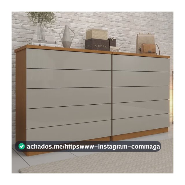 Kit 2 Cômodas 5 Gavetas Espresso Móveis Cinamomo/off White