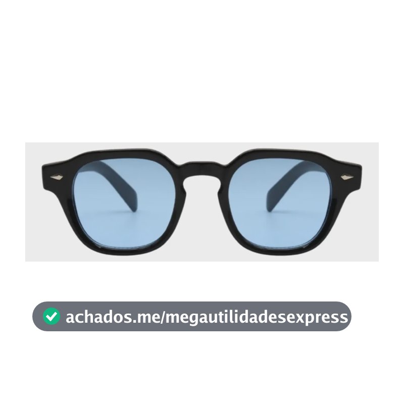 Óculos De Sol Redondo Masculino Feminino Fortuna Old Money Preto E Azul