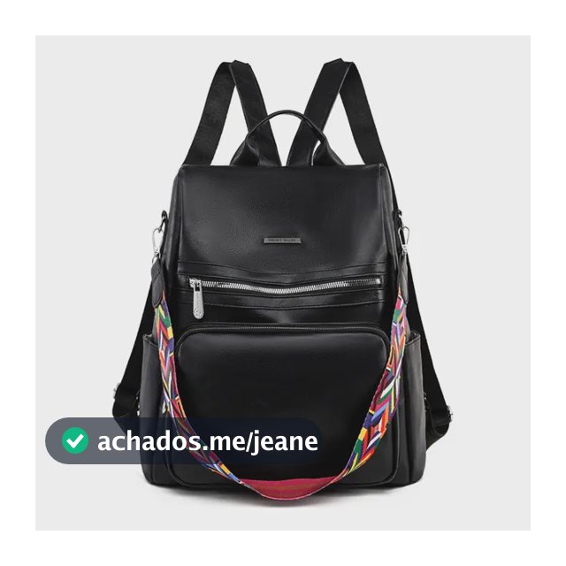 Bolsa Feminina Antifurto Impermeável Mochila Casual De Costa Preto Liso Prateado