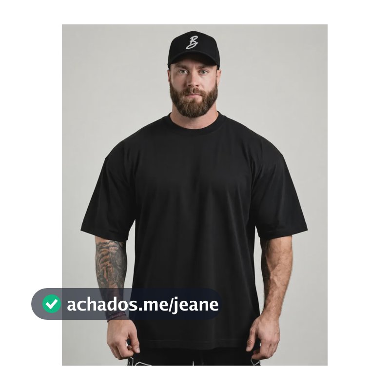 Camiseta Oversized Para Treino E Casual 100% Algodão Premium Preto G1 (62-80)