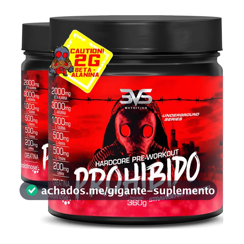 Pré Treino Creatina Prohibido 3VS Sabor Strawberry Margarita 2 Unidades