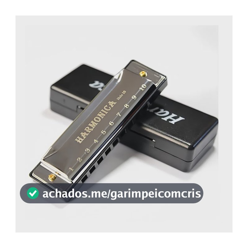Gaita Diatônica 10 Furos C Cromada Profissional Preto C Prateado