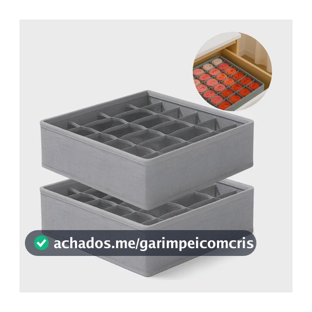 Kit 2 Organizador De Gaveta 24 Nichos Meias Cuecas Calcinhas Cinza-escuro