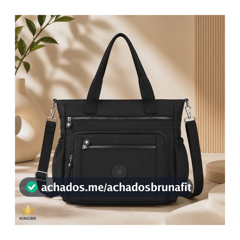 Bolsa Feminina KINGBR Transversal Ombro Casual Nylon Impermeável Grande Moderna Espaçosa Para Trabalho Faculdade Viagem Dia a Dia Com Bolsos e Zíper Reforçado Preta