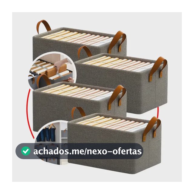 4 Caixas Organizadora De Guarda Roupa Cesto Gaveta Dobrável Cinza
