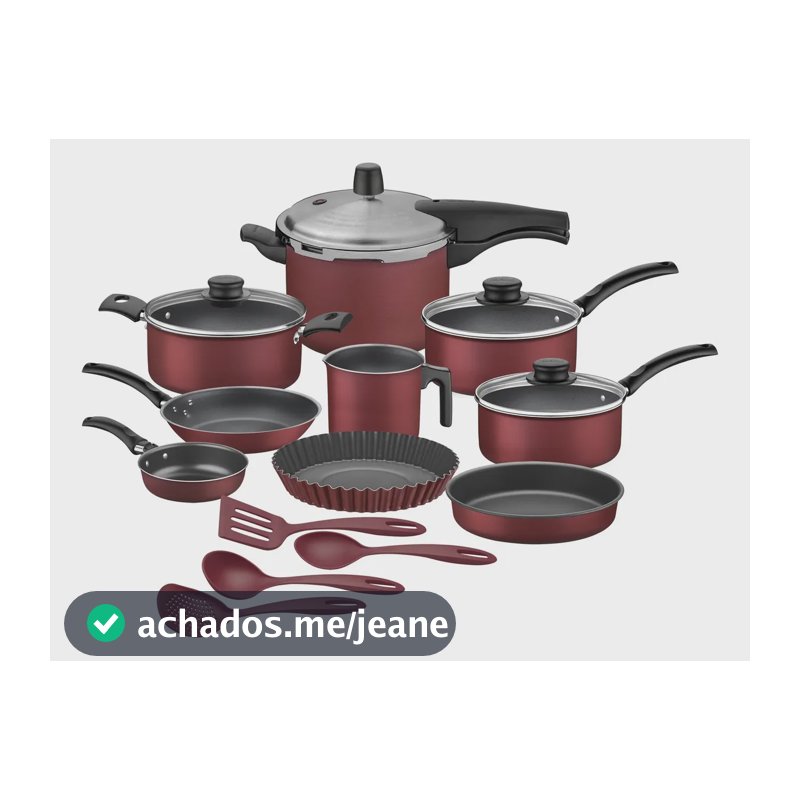 Jogo Panelas 13pç Frigideiras Antiaderentes E Panela Pressão Vermelho