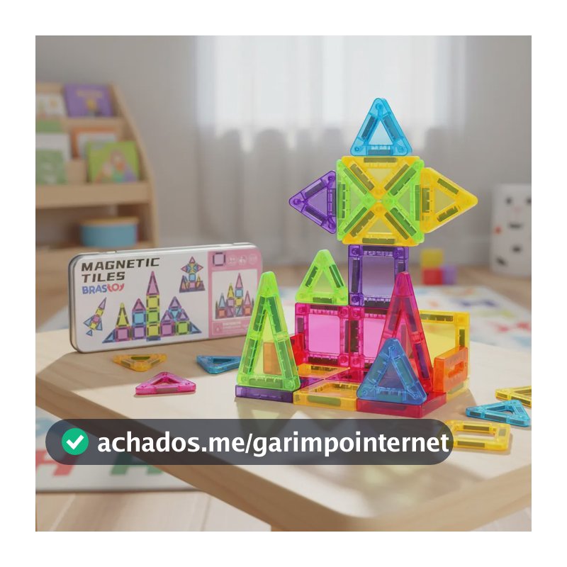 Blocos Magnéticos Mini Transparentes Coloridos Para Crianças 38 Blocos De Construção