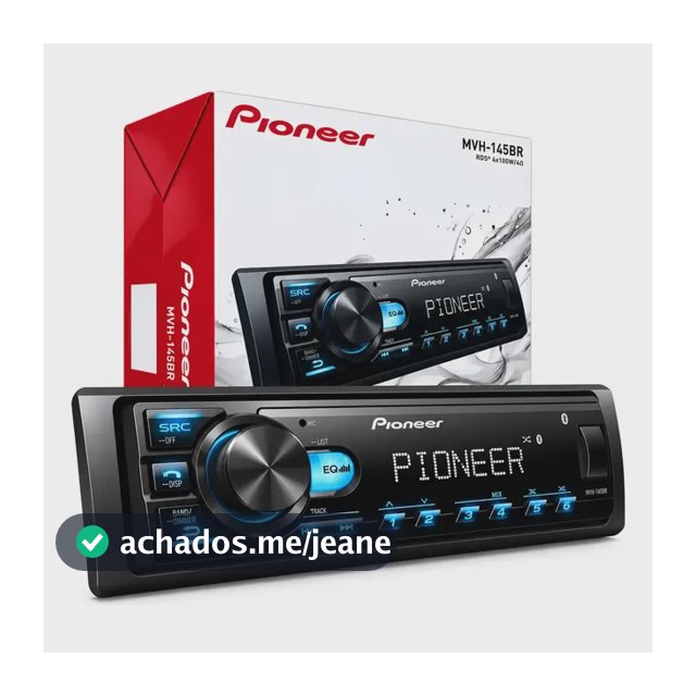 Rádio Pioneer Bluetooth 5.4 Automotivo Mvh-145br Usb Mp3 Fm Flac 1 Din 4x23w Rms