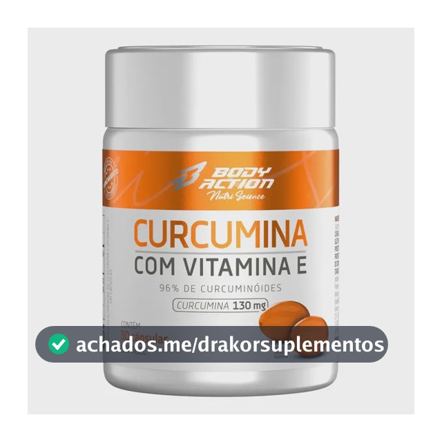 Cúrcuma Com Vitamina E 130mg - 30 Cápsulas Bodyaction Sabor Sem sabor