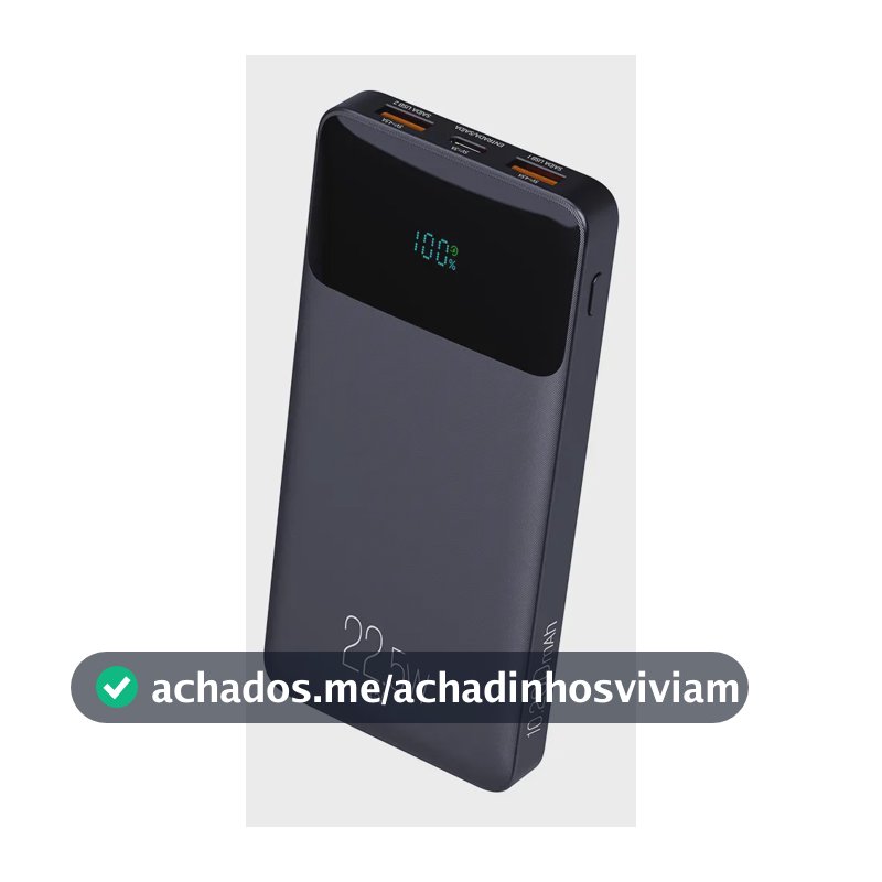Power Bank 10200mAh 22,5W ELG Carregador Portátil PD 20W QC 3.0 USB-C 2 Saídas USB Carga Rápida Bateria Externa Lítio Preto PB102BK