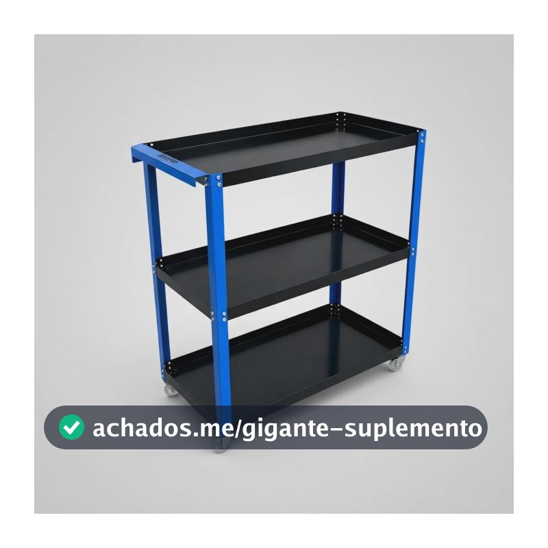Carrinho De Ferramentas Aberto Forte P/ Mecânico Organizador Preto E Azul