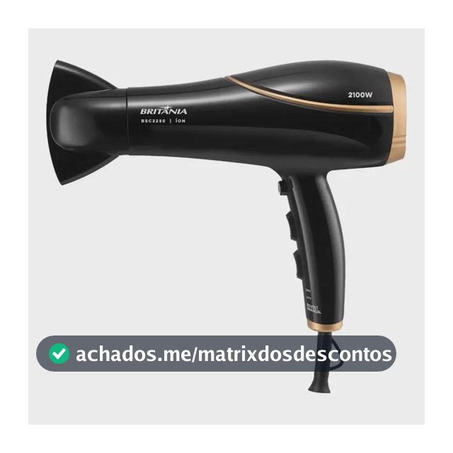 Secador de Cabelos Britânia 3 Temperaturas 2100W BSC2250 Bivolt