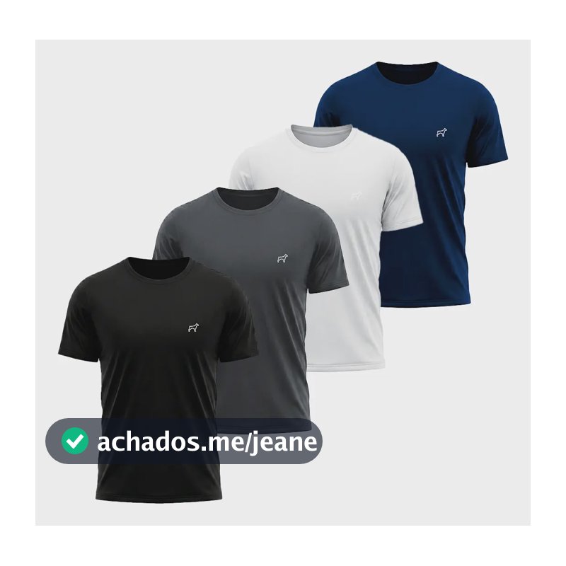 Kit 4 Camiseta Dry Fit Parvori Masculina Academia Corrida Preto/chumbo/branco/marinho M Liso