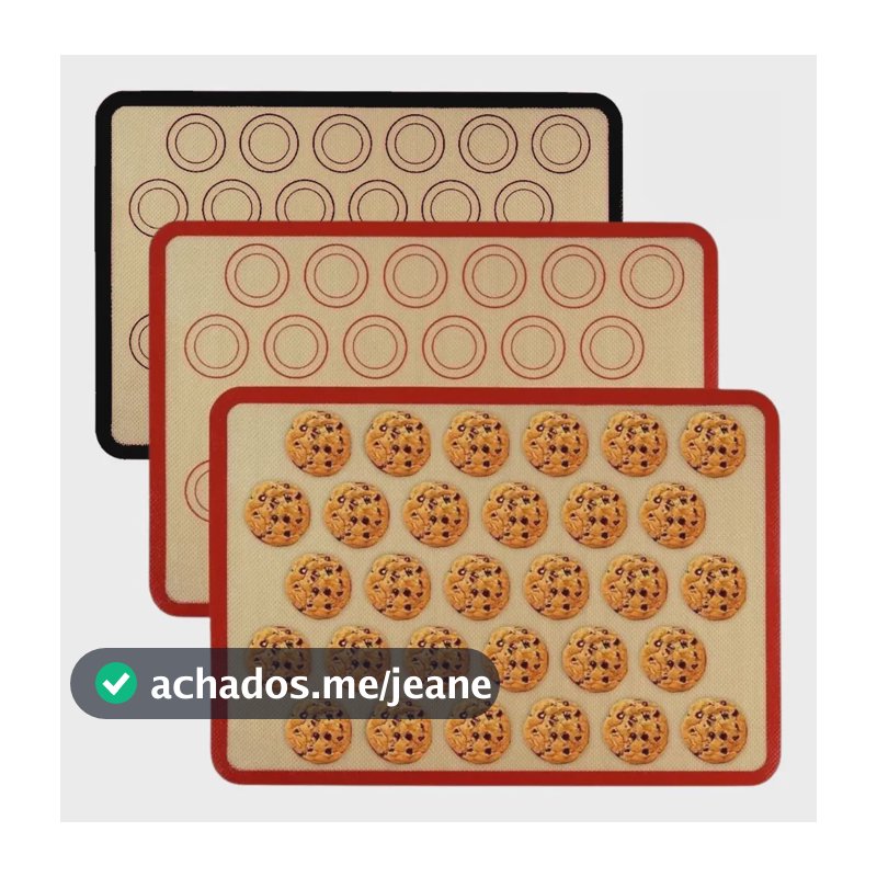 Kit 3x Tapetes Silicone Antiaderente Culinário Cozinha 40x30 Vermelho