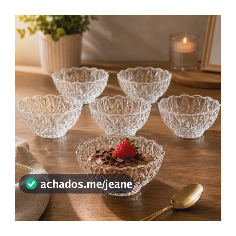 Jogo 6 Taças Sobremesa De Vidro 170ml 10cm Transparente