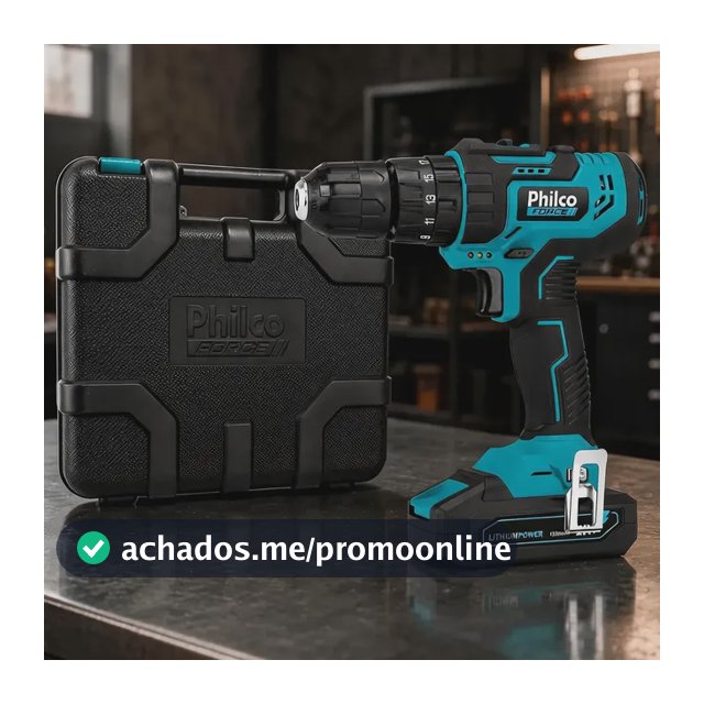 Parafusadeira Furadeira A Bateria 21v 10mm Philco Com Maleta Azul-petróleo 127/220v