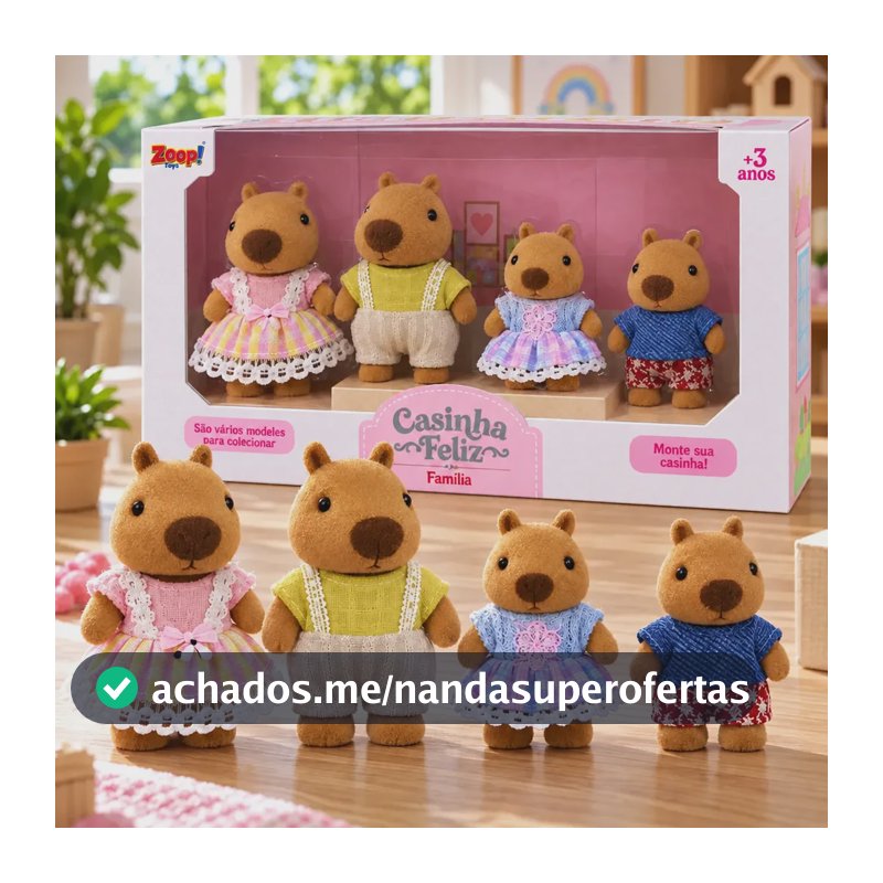 Casinha Feliz Família Animais Brinquedo Menina Coleção Familia Capivara