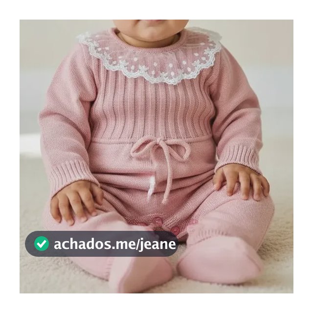 Macacão Bebê Tricot Menina Maternidade Gola Tule Bordado