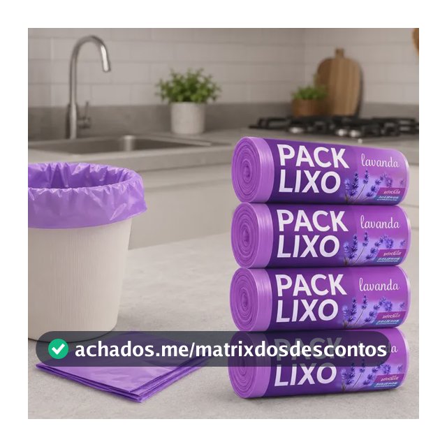 Kit 4 Sacos De Lixo Perfumados Lavanda 160 Sacos Banheiro