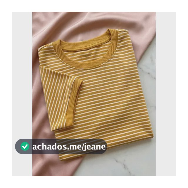 Blusa Feminina T-shirt Listrada Básica Social Manga Curta