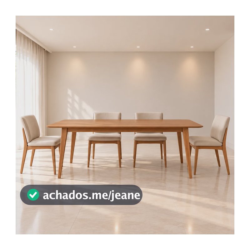 Mesa De Jantar Retangular 6 Lugares Evora 180 X 90 Amadeirado Madeira Maciça