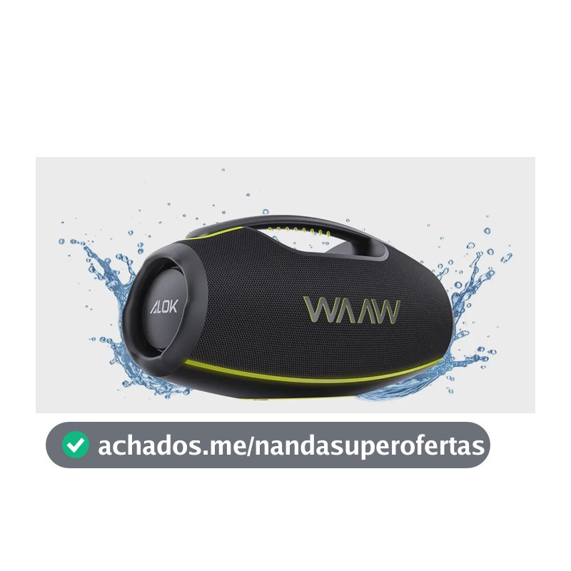 Caixa de Som Boombox Waaw by Alok Hyperboom 1000 Bluetooth À Prova d'Água 180W RMS Até 12h de Autonomia