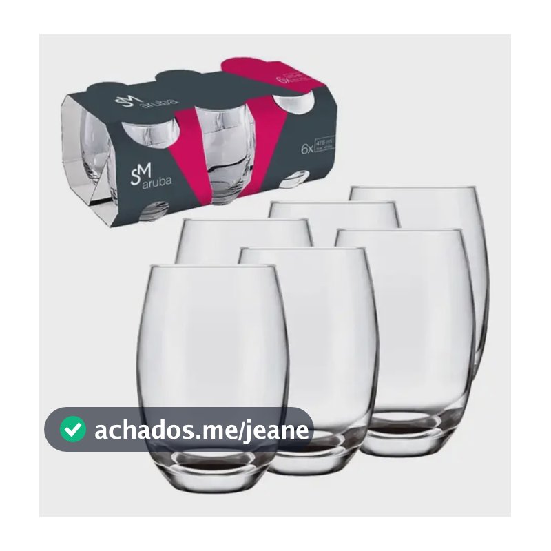 Jogo De Copos 6 Peças Aruba Transparente Sm 465ml - Nadir Transparente