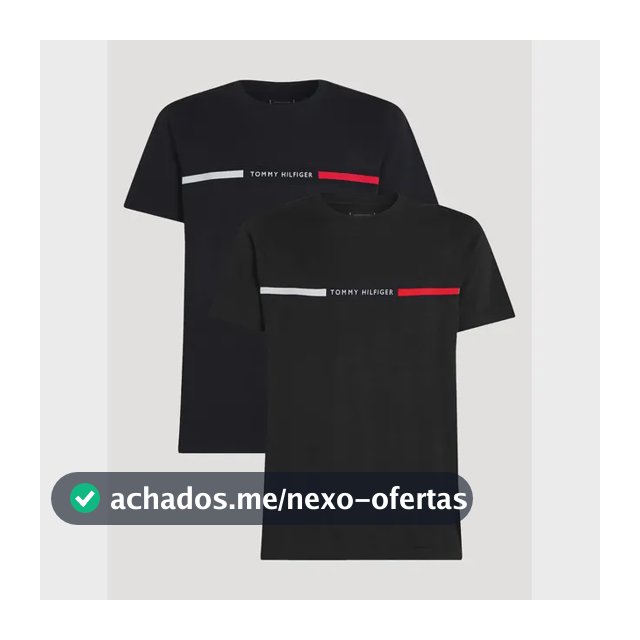 Kit Camisetas Tommy Hilfiger Insert Azul Marinho/preta 2un