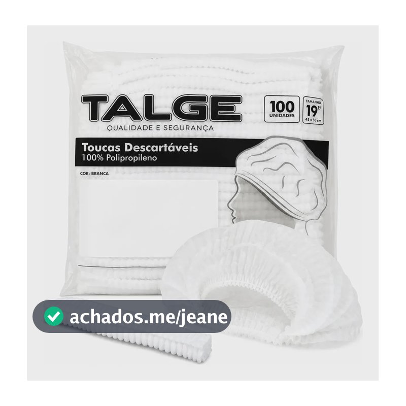 Touca Descartável Tnt Branca Talge C/ 100 Unidades Cor Branco