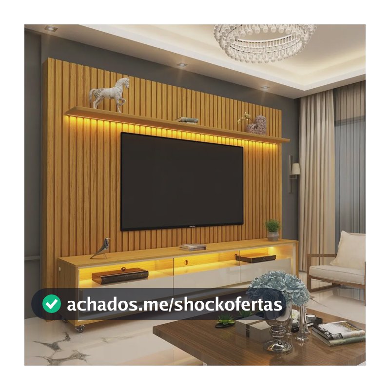 Rack com Painel Gelius para TV até 85", com LED, Rodízios e 3 Gavetas