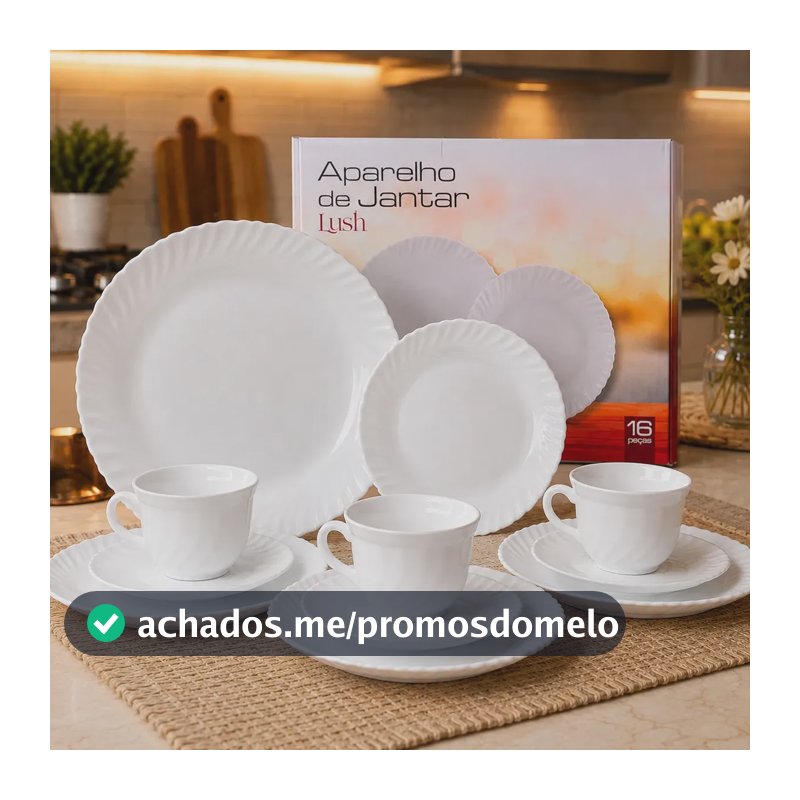 Aparelho De Jantar Cerâmica Ud 16 Peça Branco Canelado Agave Branco Canelado