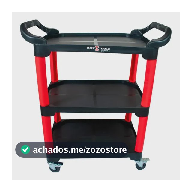 Carrinho Detailers mecânico com 3 plateleiras Sigma Tools cor vermelho