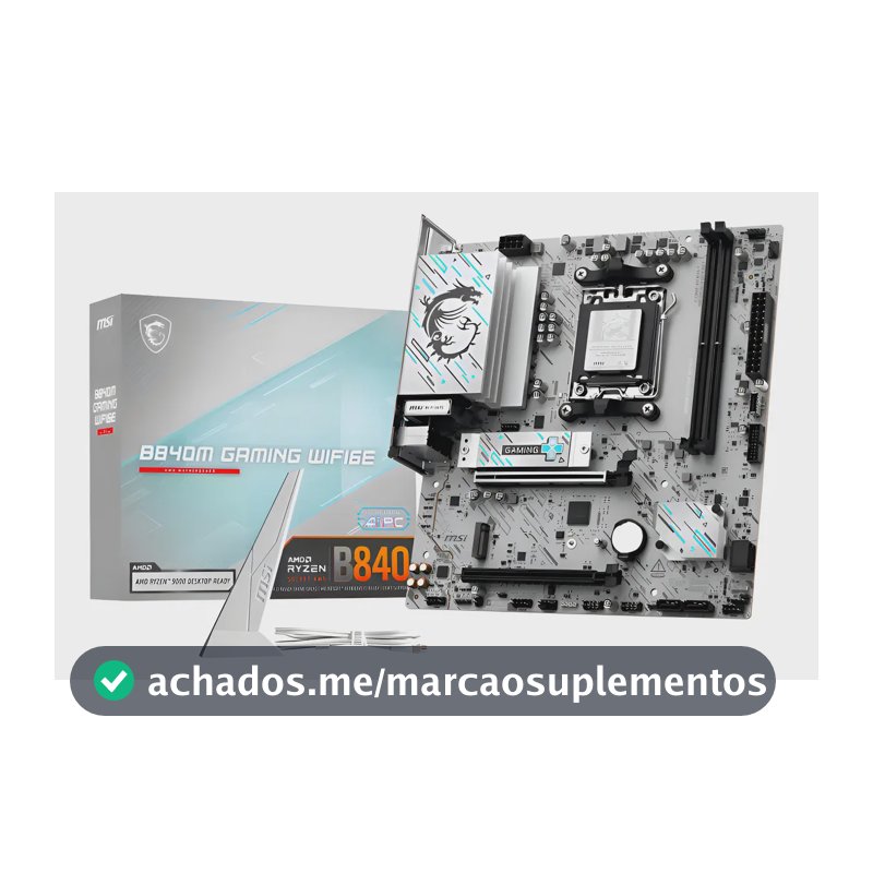 Placa Mãe Msi B840m Gaming Wifi6e Am5 2xddr5 Amd B840 Matx Cor Branco