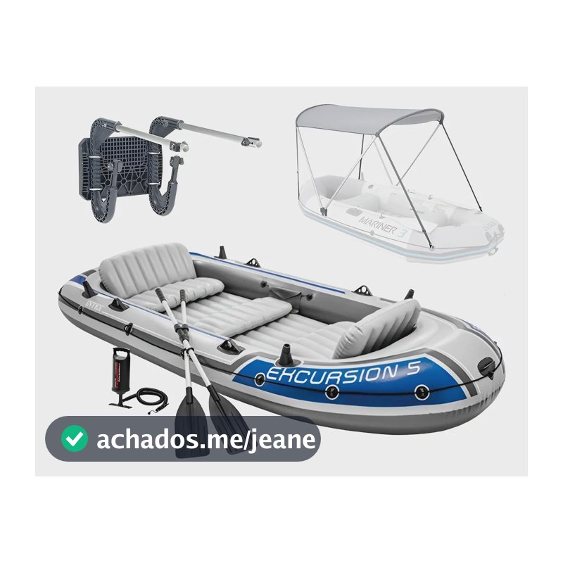 Bote Inflável Excursion 5 Intex 600kg Suporte Motor Capota