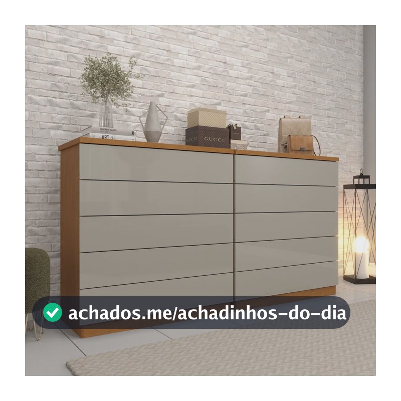 Kit 2 Cômodas 5 Gavetas Espresso Móveis Cinamomo/off White
