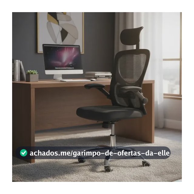 Cadeira De Escritório Ergonômica Ravena Apoio Lombar E Nuca Preto Espuma, Mesh Respirável