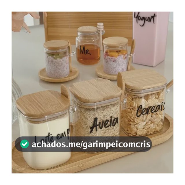 Kit 3 Potes 400ml Com Tampa Colher E Bandeja De Bambu Júlia