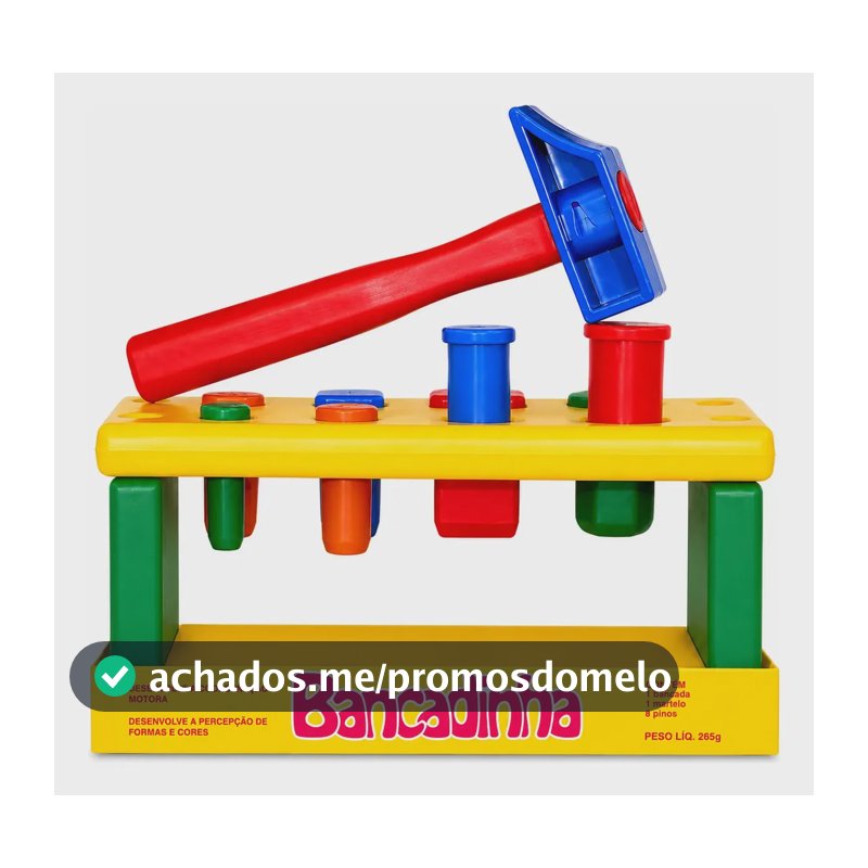 Brinquedo Educativo Para Bebês Bancadinha Com Martelinho Multicolorido