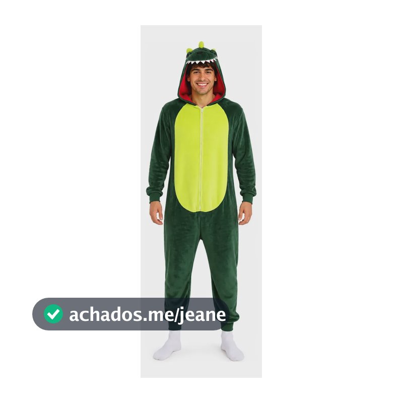 Pijama Kigurumi Dinossauro Verde Plush Adulto Quentinho Verde Dinossauro Gg