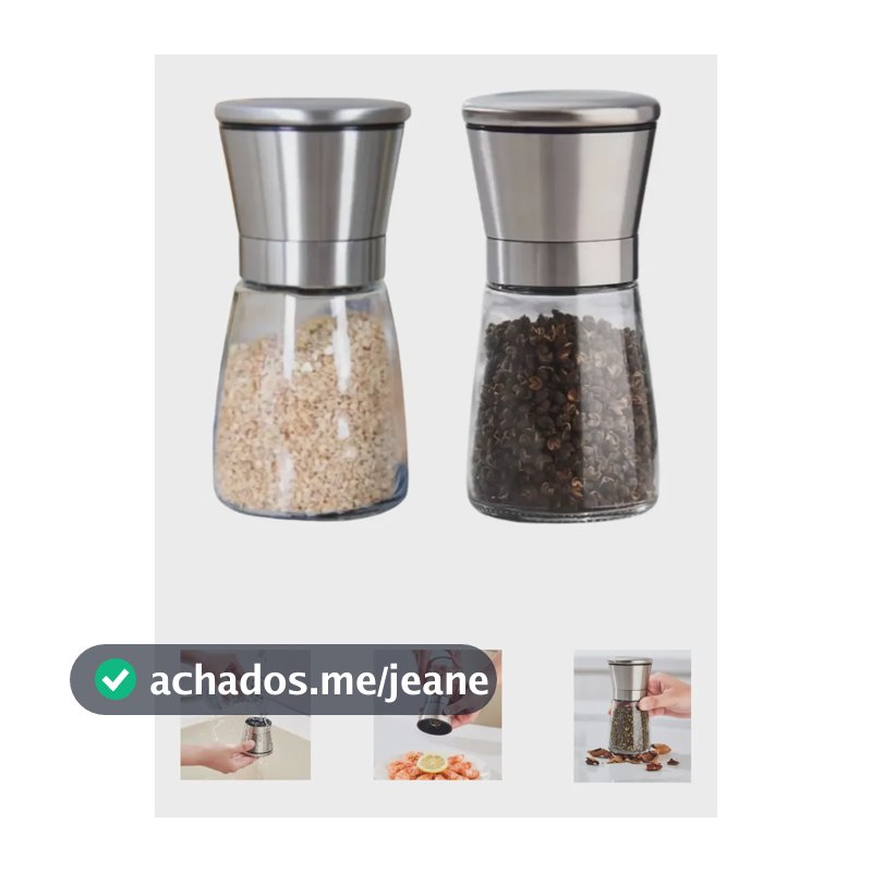 Kit 2 Unidades Moedor Sal Pimenta Tempero Manual Aço Inox Prateado