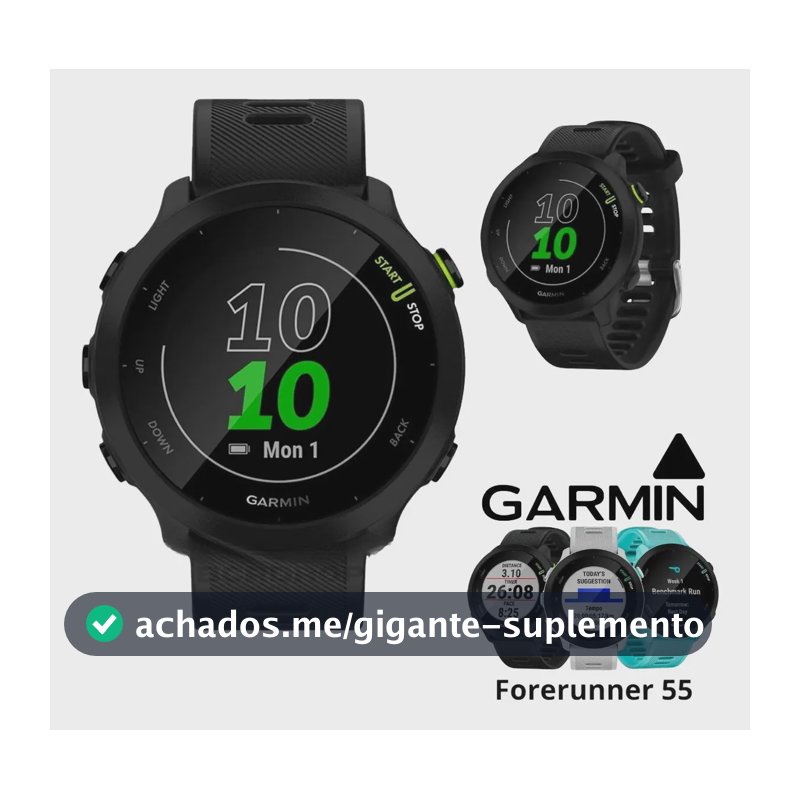 Relógio Garmin Forerunner 55 Preto Monitor Cardíaco Pulso Mesh