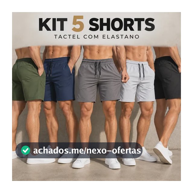 Kit 5 Short Masculino Academia Praia C/ Lycra Tactel Bermuda