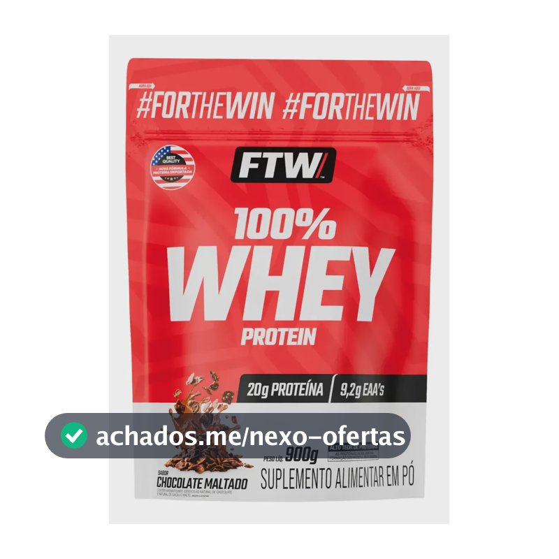 Whey Protein 100% Concentrado Refil 900g Sabor Chocolate Maltado - Ftw