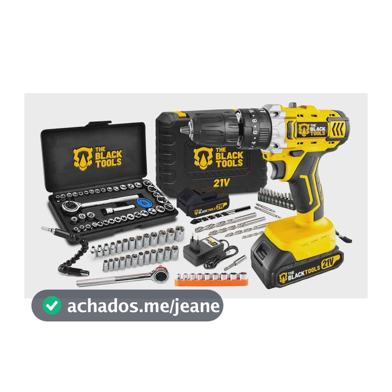 Furadeira Parafusadeira De Impacto 2 Baterias 21v 3/8 Tb-21pkx Com Jogo De Soquetes 40 Peças The Black Tools